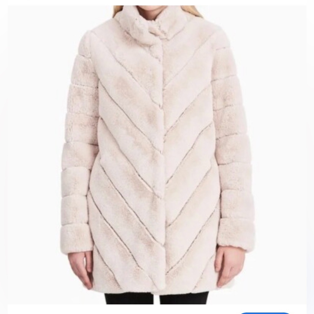 Calvin Klein chevon faux fur coat-S